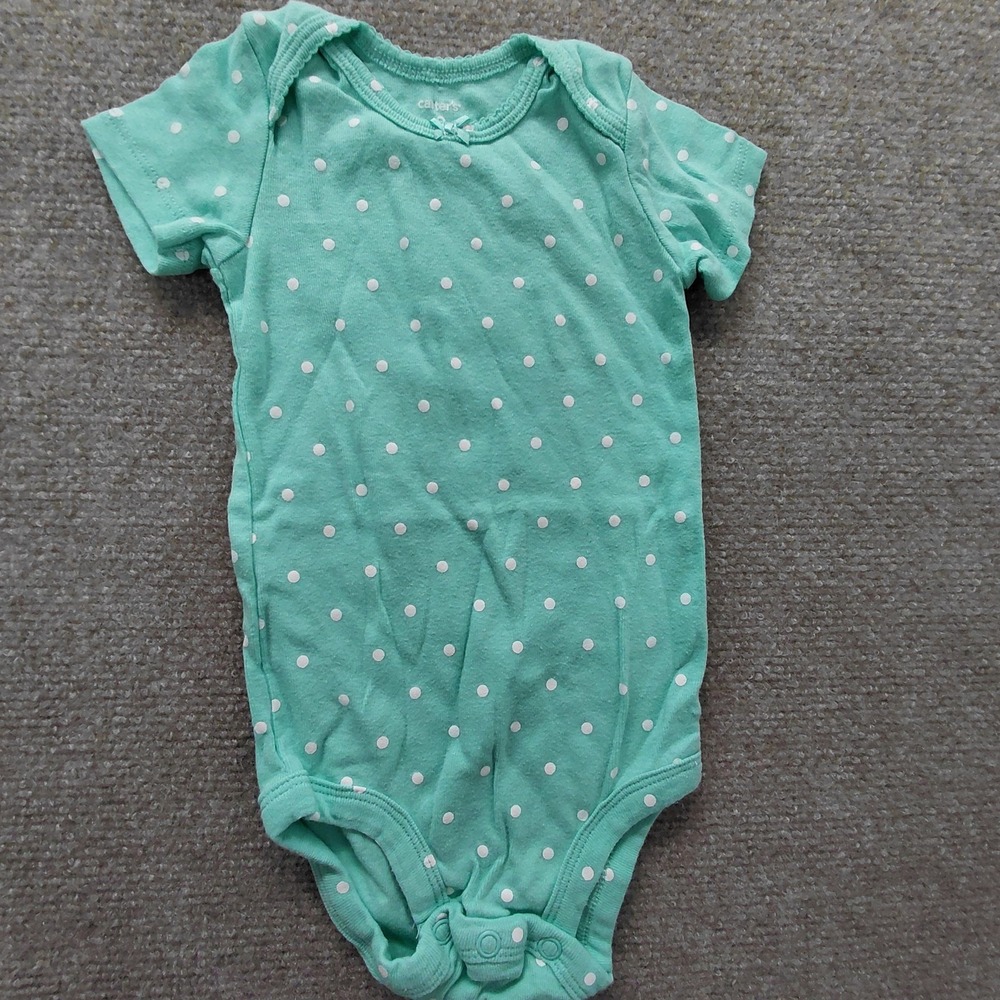 Carters, Small Wonders Baby‎ Girls 4 Bodysuits Polka Dot Yellow Blue Spring Set - Picture 7 of 11